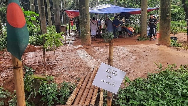 সাদা কাগজে ‘নামাজের স্থান’ লিখে টাঙিয়ে দেওয়া হয়েছে। ছবি: সংগৃহীত