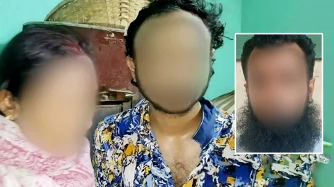 মন্দিরে সোনা চুরির ঘটনায় গ্রেপ্তার দম্পতি ও আরেকজন। ছবি: ডিএমপির সৌজন্যে