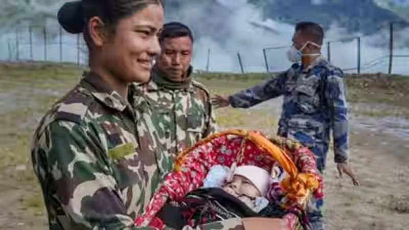 45-day-old infant rescued alive 7 days after devastating floods in Nepal.