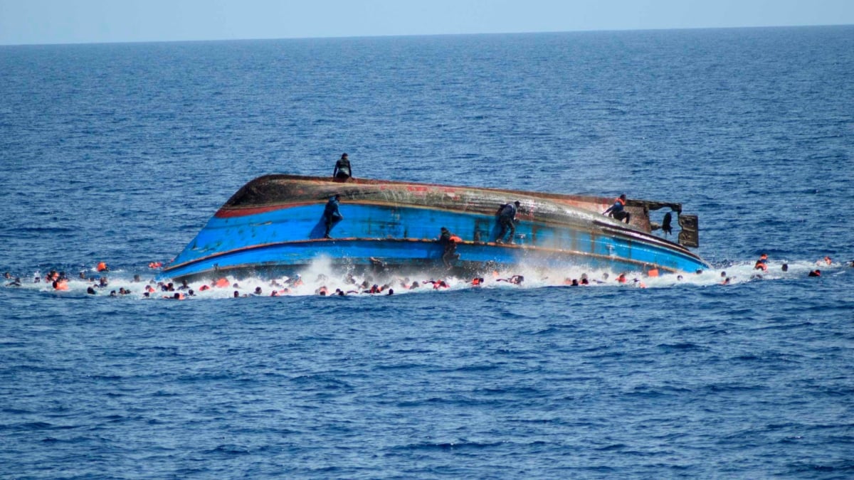 A boat with migrants capsized north off Libya, leaving 51 dead or missing