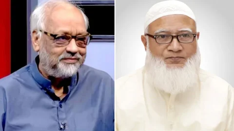 জামায়াত নেতা আখতারুজ্জামান (বাঁয়ে) এবং জামায়াত আমির শফিকুর রহমান (ডানে)। ছবি: সংগৃহীত