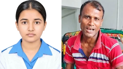 জান্নাতুল তাজমিন (বাঁয়ে) ও অটোরিকশাচালক সুমন (ডানে)। ছবি: সংগৃহীত
