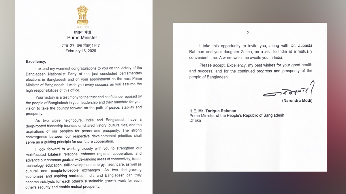 তারেক রহমানকে শুভেচ্ছা জানিয়ে ভারতের প্রধানমন্ত্রী নরেন্দ্র মোদির চিঠি। ছবি: এক্স থেকে