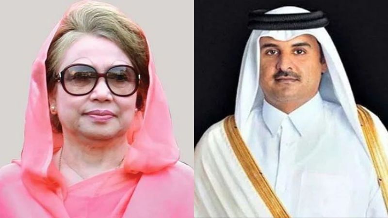 সাবেক প্রধানমন্ত্রী বেগম খালেদা জিয়া ও কাতারের আমির শেখ তামিম বিন হামাদ আলে সানি
