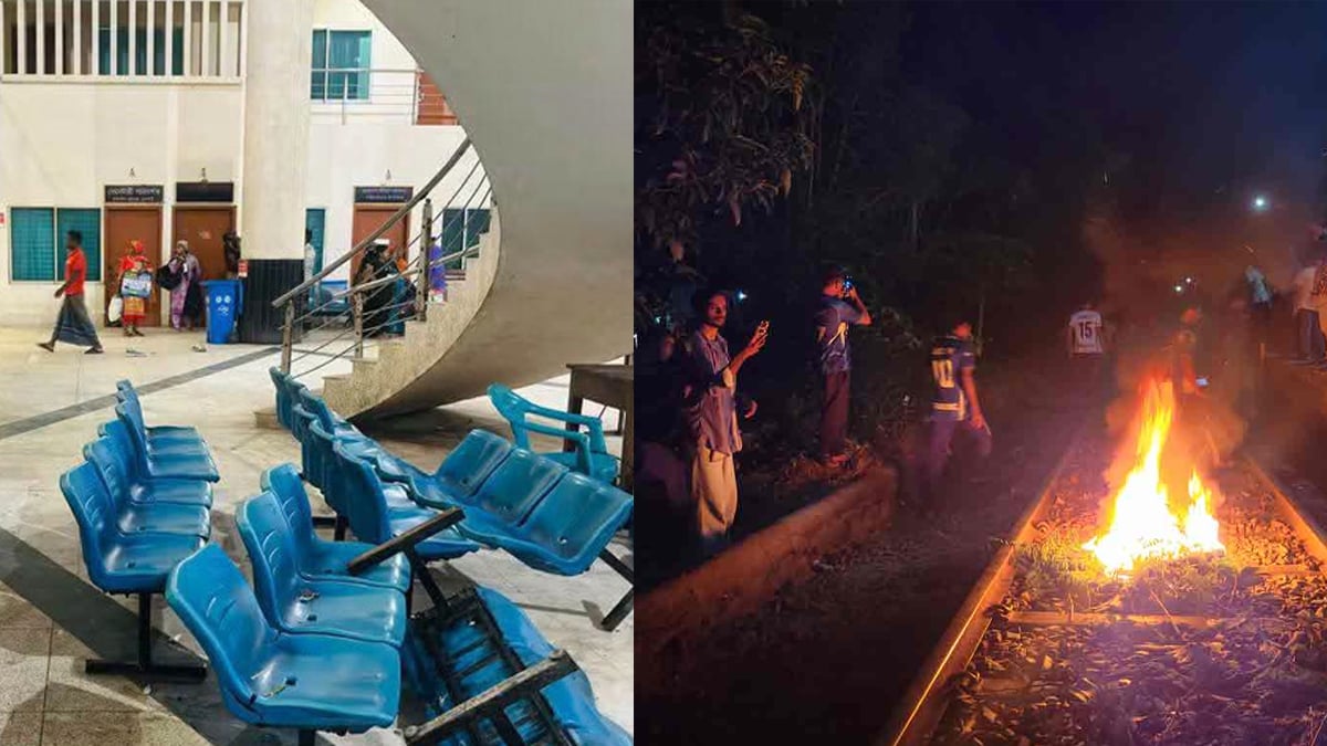 রাবি শিক্ষার্থীকে মারধর, রেলওয়ের ৪ জনকে বরখাস্তের পরও স্টেশনে ভাঙচুর