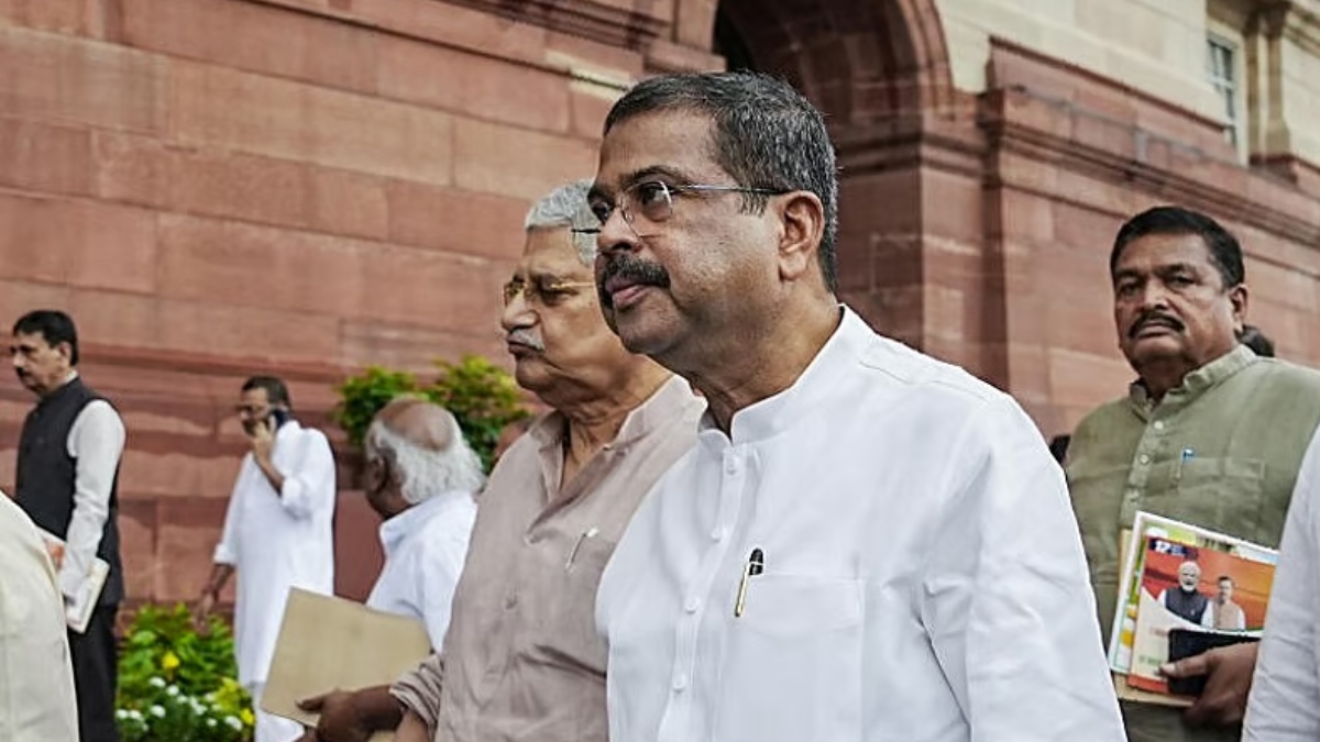 Union Education Minister Dharmendra Pradhan during the Monsoon session of the Parliament