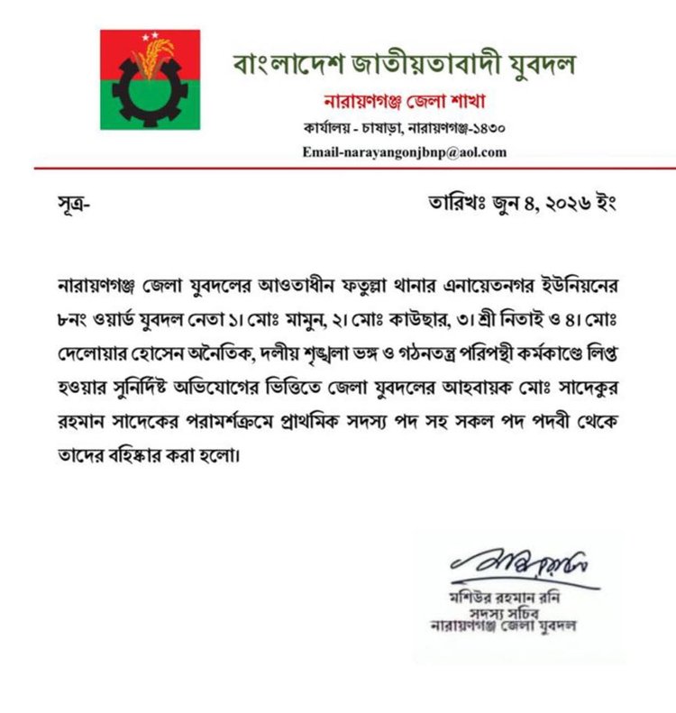 হামলার ঘটনায় যুবদলের চার নেতাকে বহিষ্কার করল জেলা যুবদল। ছবি: সংগৃহীত