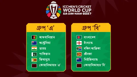 ২০২৭ ওয়ানডে বিশ্বকাপের দুই গ্রুপ। ছবি: আইসিসির ফেসবুক পেজ থেকে